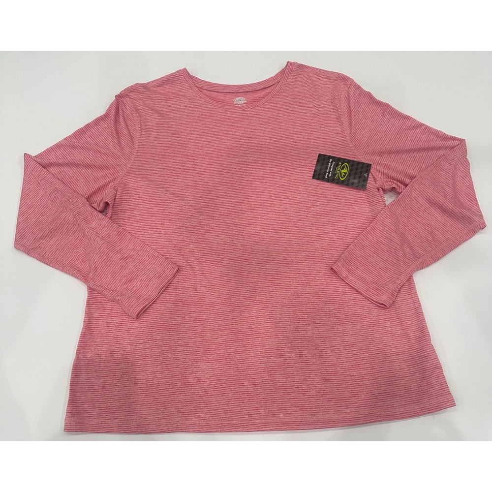 Athletic Works Womens Pink Space Dye Long Sleeve Performance Tee XL 16-18 NEW